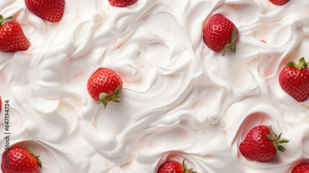 Delicious Yogurt and Strawberry Seamless Background Delicious Yogurt and Strawberry Seamless Background