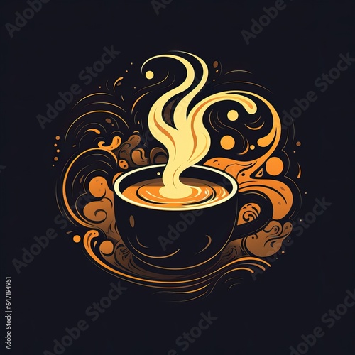 Logo of a Mug of Coffee over a Dark Background.