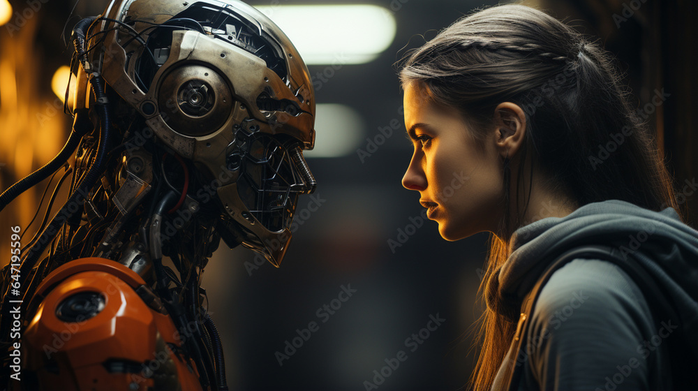 Woman with a Artificial Robot.