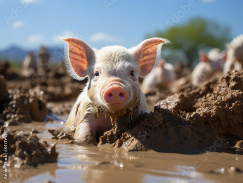 piglet in the mud