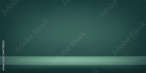 Green studio room background. Template mock up for display of product. Business backdrop. Vector illustration.