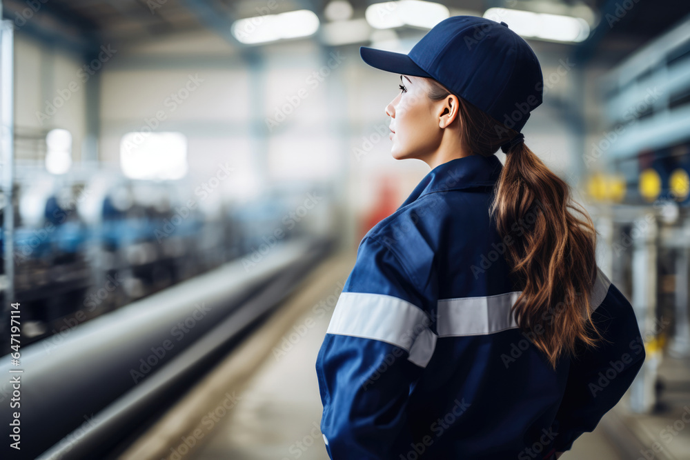 Woman Guard On Defocused Background Water Treatment Plants . Сoncept Women In Security Careers, Water Treatment Plant Operations, Defocused Background Photography, Women In Industrial Roles Woman Guard On Defocused Background Water Treatment Plants . Сoncept Women In Security Careers, Water Treatment Plant Operations, Defocused Background Photography, Women In Industrial Roles