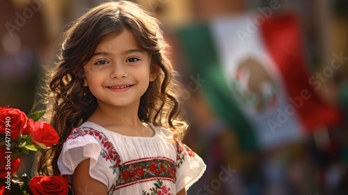 Portrait of children Mexican in Independence Celebration Day, Revolucion mexicana.