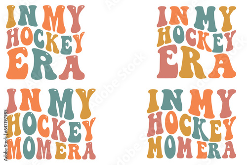 In my hockey era, in my hockey mom era retro wavy SVG bundle T-shirt designs