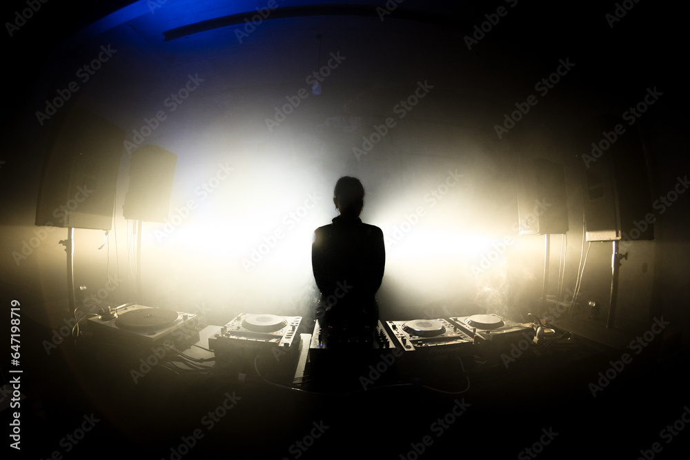 outline of dj playing at party outline of dj playing at party
