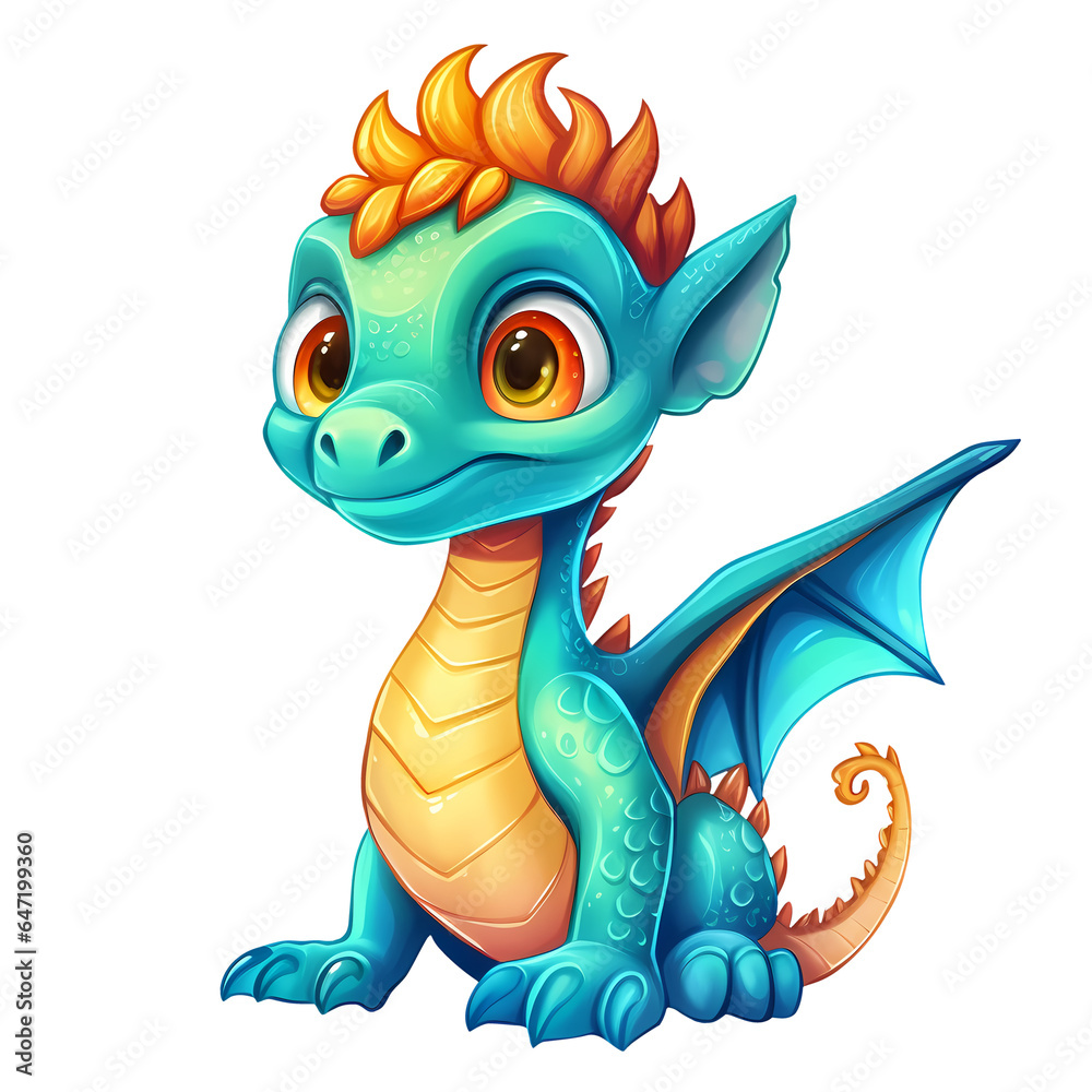 Fototapeta premium Cute Baby Dragon Clipart Illustration