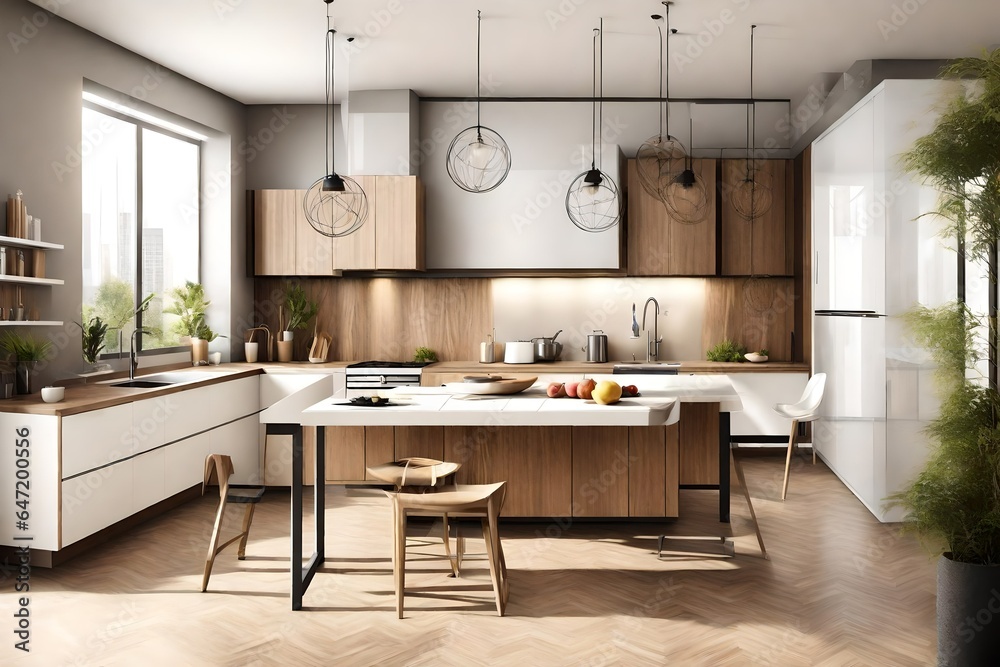 Fototapeta premium modern kitchen in house