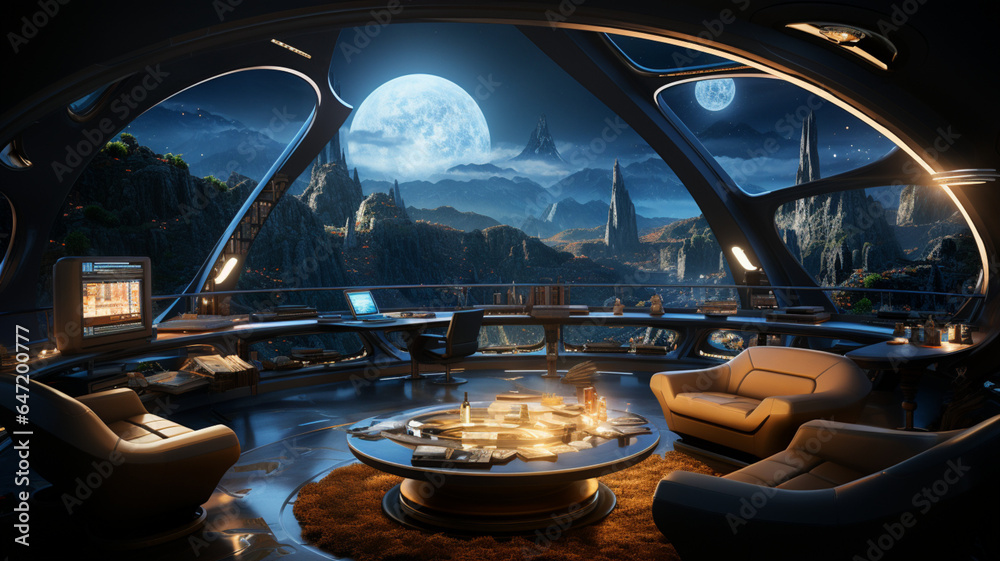 Fototapeta premium Futuristic House interior desing