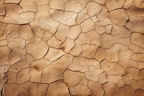 Seamless dry barren cracked dirt or mud background texture. Tileable dried broken brown desert soil with cracks pattern