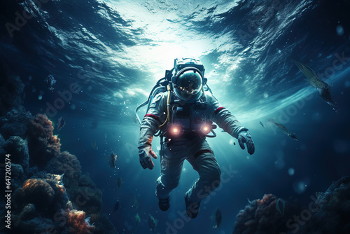 Astronaut in the ocean, fantasy concept, generative ai  © vvalentine