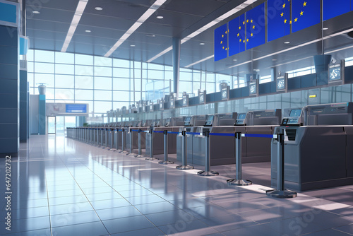 Generative AI - Custom and passport control at the airport at the border of the European Union photo