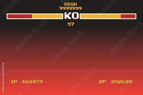 Versus Screen retro game on glitch background of analog tv