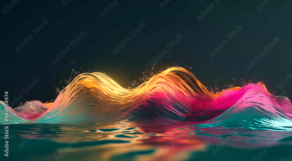 Naklejka premium Artistic Projection: Colorful Wave Over Water