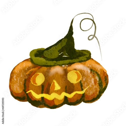 Pumpkin for Halloween or Thanksgiving, for autumn decorative design, Halloween invitation, harvest