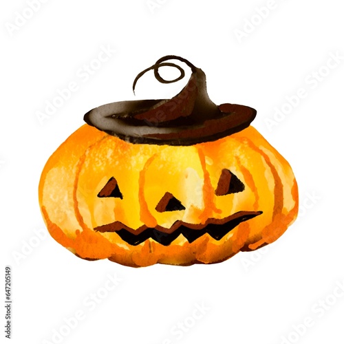 Pumpkin for Halloween or Thanksgiving, for autumn decorative design, Halloween invitation, harvest