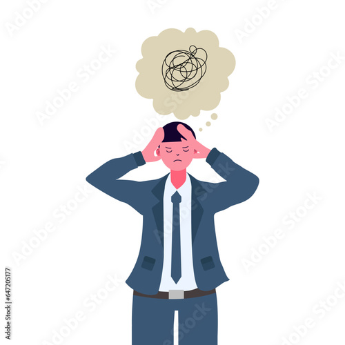 person with dizzy and disordered expression of manager in suit