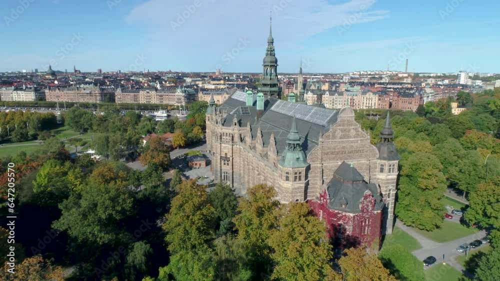 50fps Aerial View building Northern Museum located on the island Djurgarden in Stockholm, Sweden 50fps Aerial View building Northern Museum located on the island Djurgarden in Stockholm, Sweden