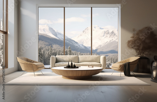 modern living room designed in Scandinavian minimalist style