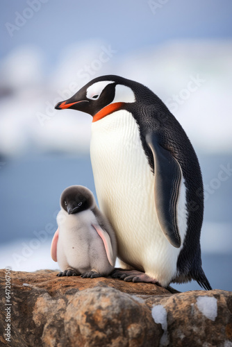 Penguin family in antarctic region wild life sea birds