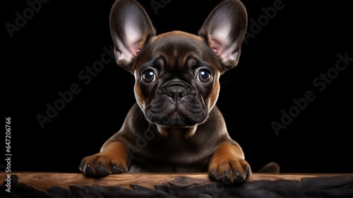 french bulldog puppy on black background © Roland