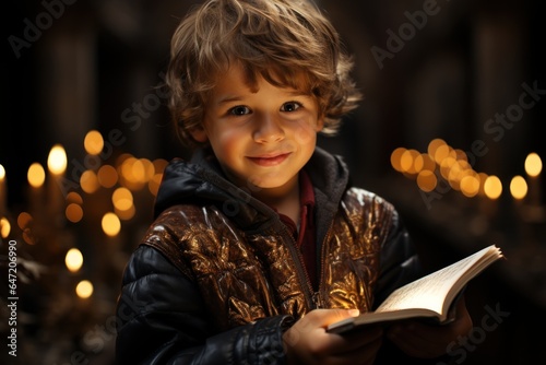 portrait of a boy in church reading the holy bible © nataliya_ua