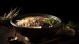 Captivating photo of a bowl of shoyu ramen served with sliced chashu and bamboo shoots in an inviting Japanese restaurant