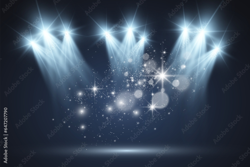 Realistic spotlights for lighting.Equipment for illumination.
Realistic spotlights for lighting.Equipment for illumination.
