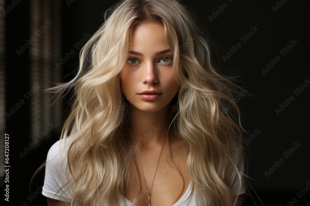 portrait of a young beautiful girl with clear skin and long blond hair portrait of a young beautiful girl with clear skin and long blond hair