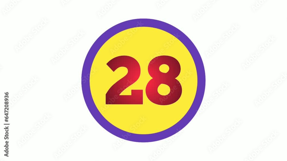 Number 28 sign symbol animation motion graphics on yellow circle white background,4k cartoon video number for video elements Number 28 sign symbol animation motion graphics on yellow circle white background,4k cartoon video number for video elements