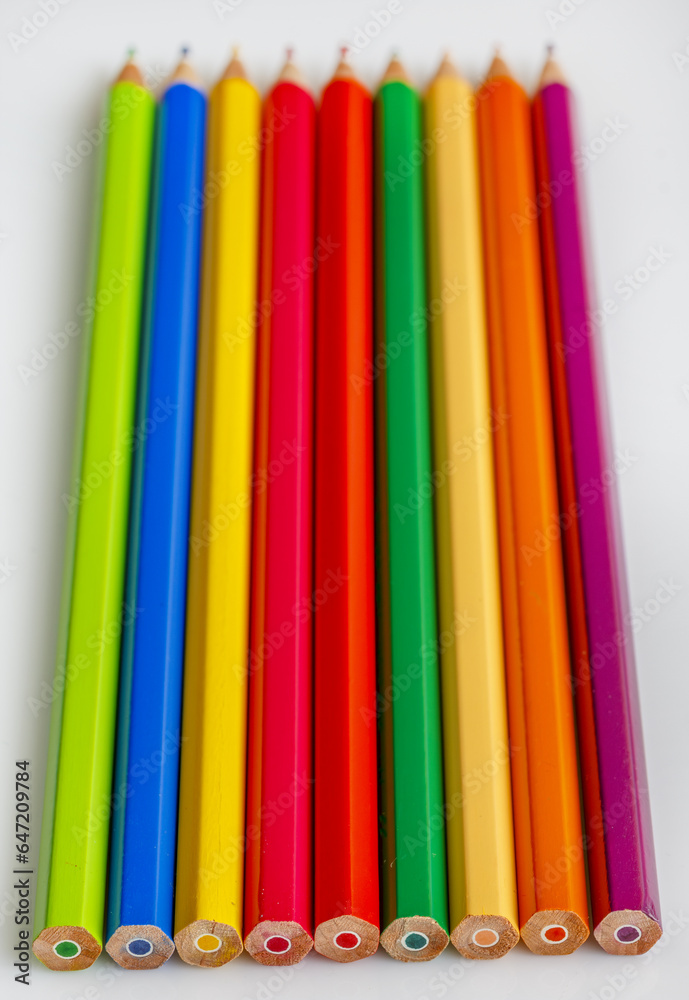 Colorful wooden crayons, pencils Colorful wooden crayons, pencils