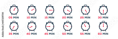 Countdown timer icons set, Vector Illustration.
