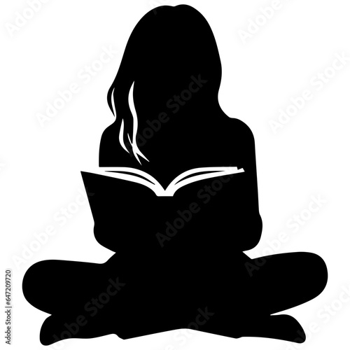 reading book girl silhouette