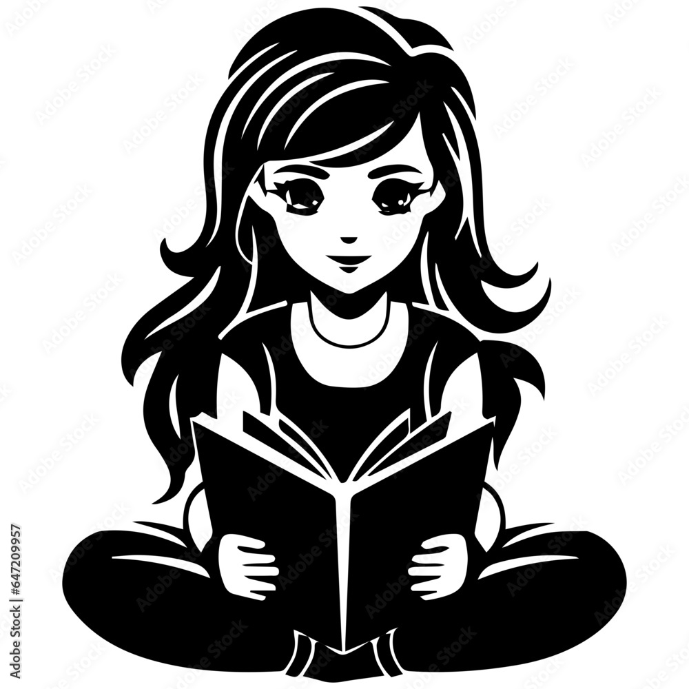 reading book girl silhouette reading book girl silhouette