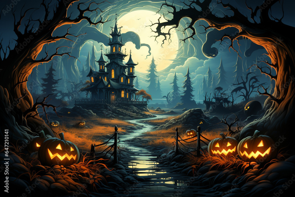 a Halloween vector background, Halloween night. generative ai