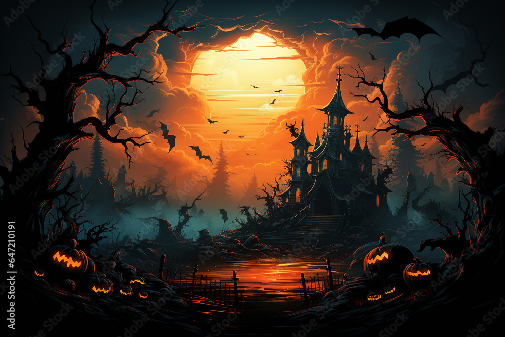 a Halloween vector background, Halloween night. generative ai a Halloween vector background, Halloween night. generative ai