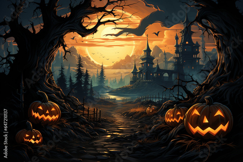 a Halloween vector background, Halloween night. generative ai