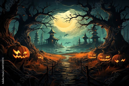 a Halloween vector background, Halloween night. generative ai