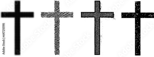 christian cross halftone,scribble,stamp,grunge effect on white background,illustration EPS10.
