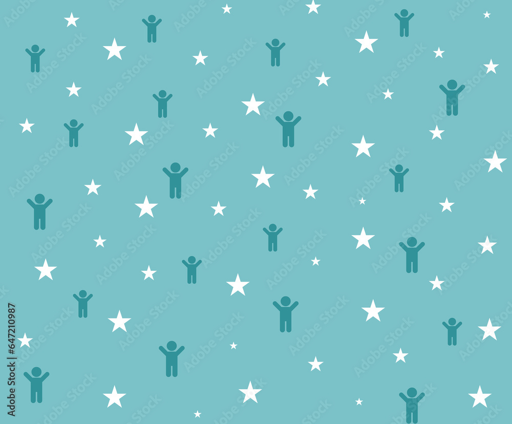seamless pattern with stars and boys, people seamless pattern with stars and boys, people