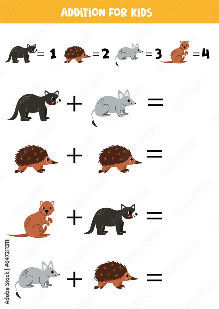 Fototapeta premium Addition for kids with different cute Australian animals.