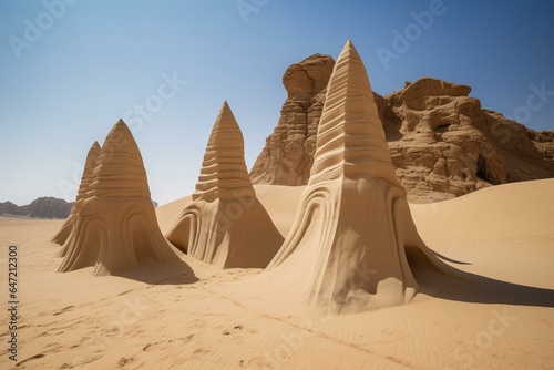mesmerizing sculptures in the arid desert of Al Ula, Saudi Arabia. Generative AI