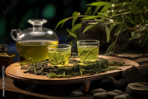 Refreshing and invigorating blend of green tea. Generative AI