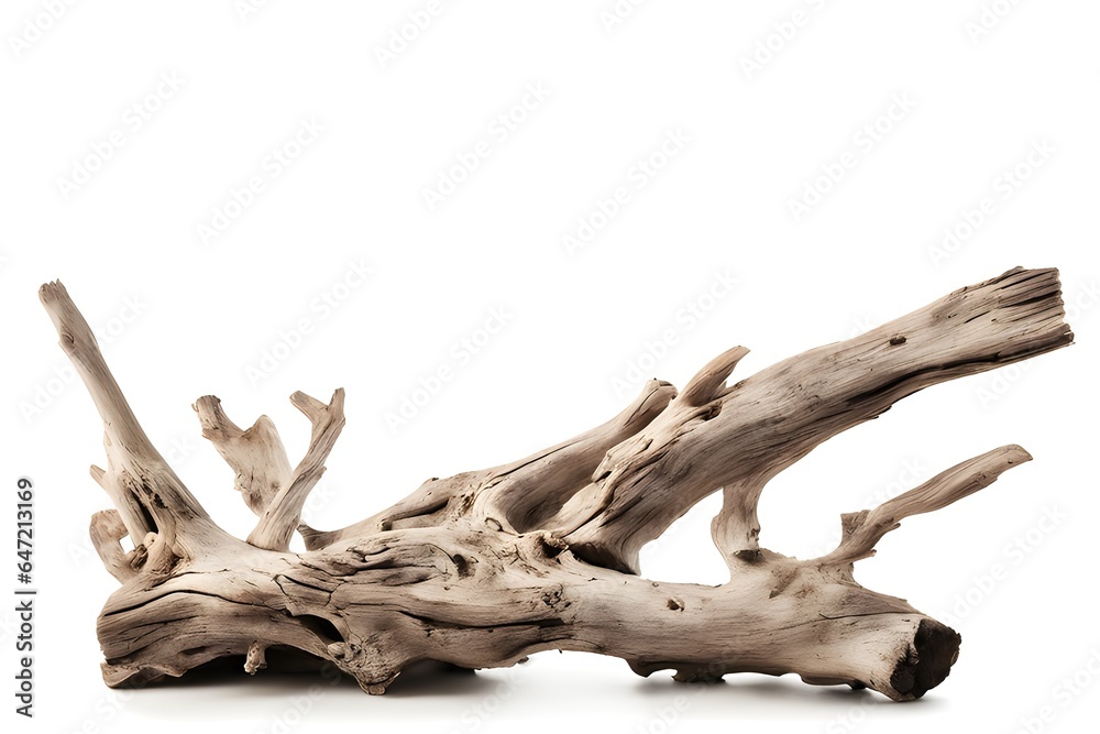 Fototapeta premium Driftwood isolated on white background, aged wood