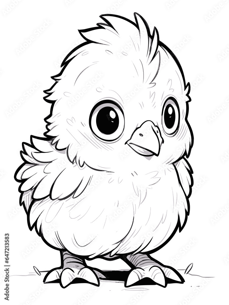 Cute Barred Plymouth Rock Chicken Coloring Sheet AI-Generated Stock ...