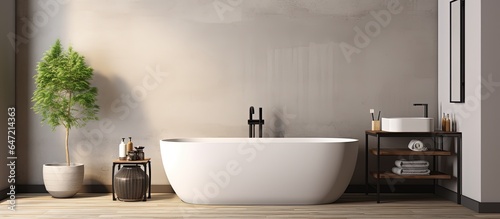 Contemporary bathtub inside a modern bathroom