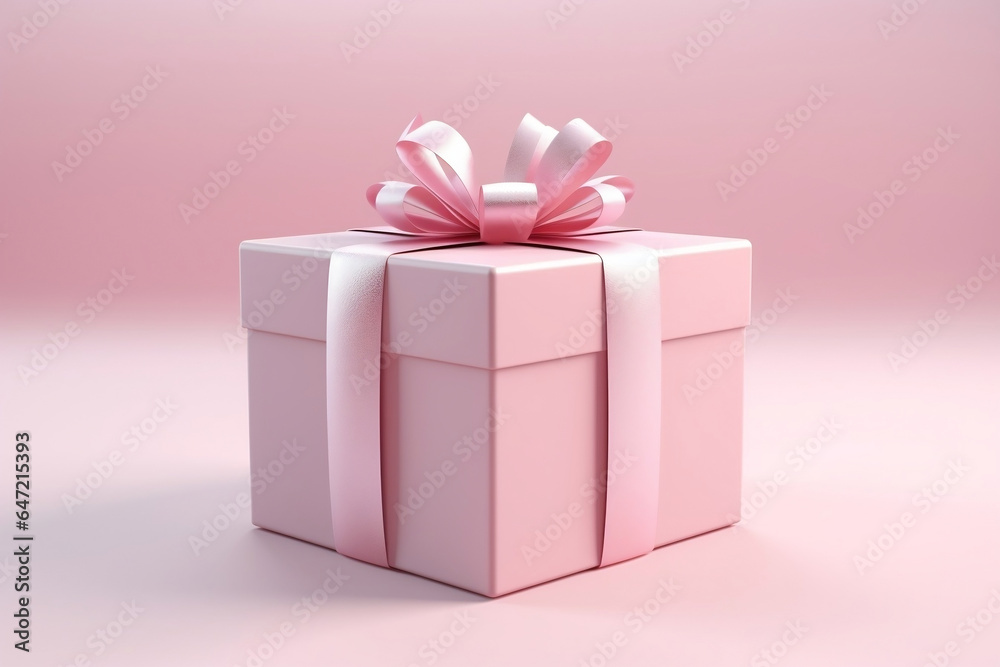Obraz premium pink gift box with ribbon