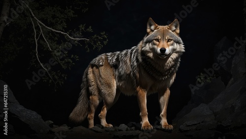 "Frontiers of Majesty: Intense Gaze of the Noble Wolf in Isolation"