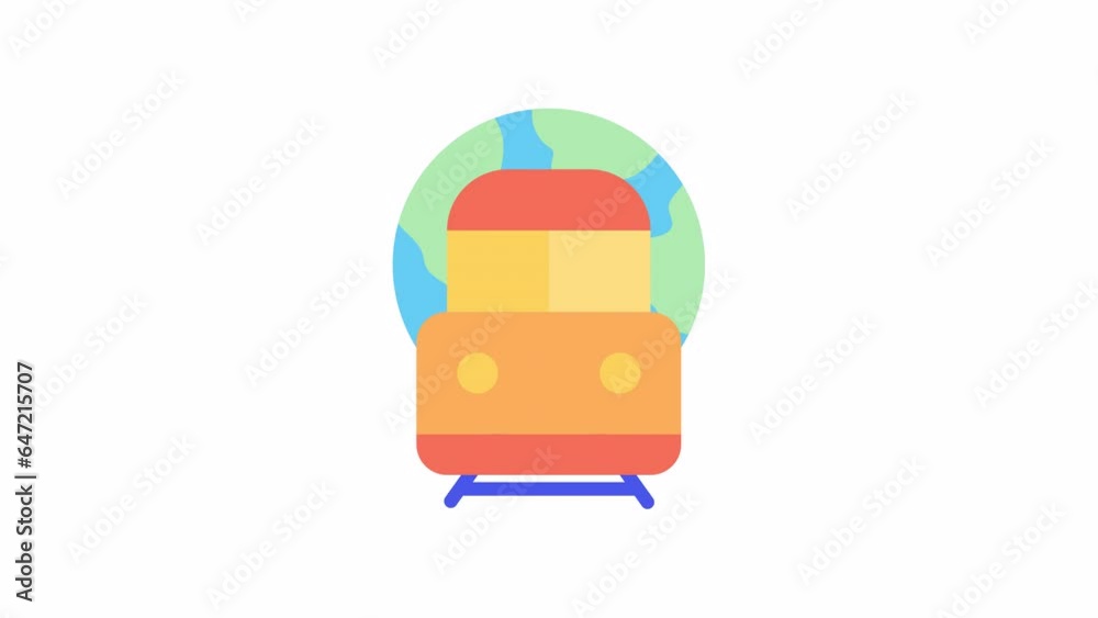 Train, Global Logistic animated icon on transparent background.
