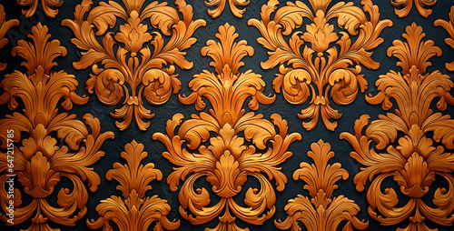 pattern with ornament symmetrical Fall turkey Vintage Damask Embossed hd wallpaper