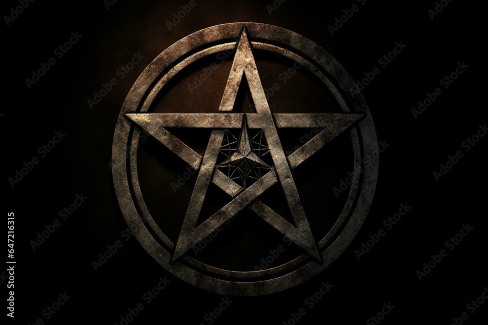 A satanic or occult symbol, a pentagram within a circle. Generative AI - obrazy, fototapety, plakaty 